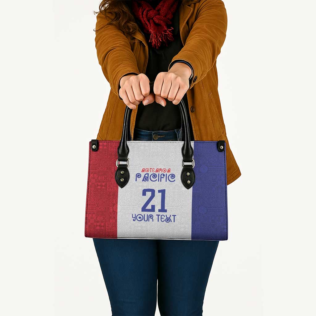 New Zealand Rugby Pacific Personalised Leather Bag Maori Style Tribal Tapa Pattern - Aussie Hoodie