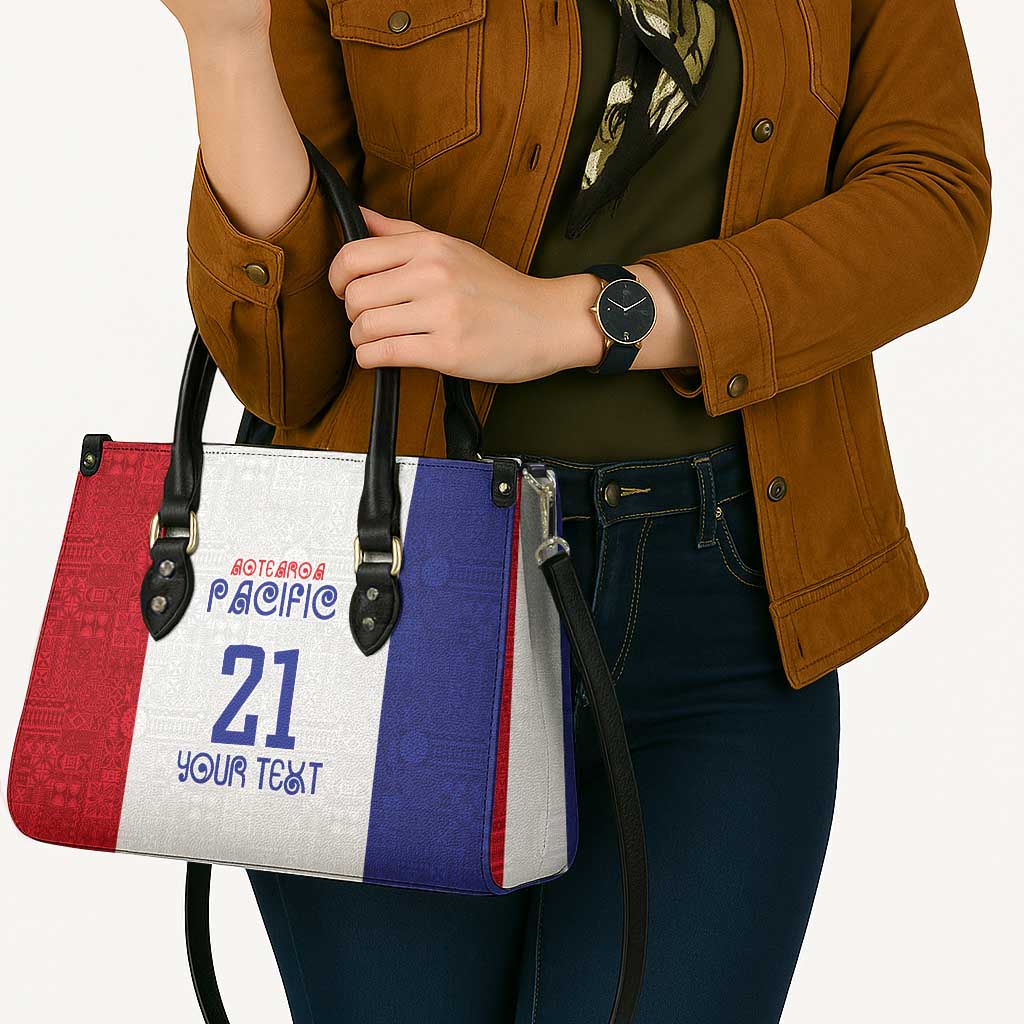 New Zealand Rugby Pacific Personalised Leather Bag Maori Style Tribal Tapa Pattern - Aussie Hoodie