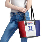 New Zealand Rugby Pacific Personalised Leather Tote Bag Maori Style Tribal Tapa Pattern