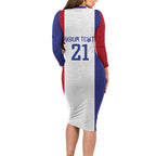 New Zealand Rugby Pacific Personalised Long Sleeve Bodycon Dress Maori Style Tribal Tapa Pattern