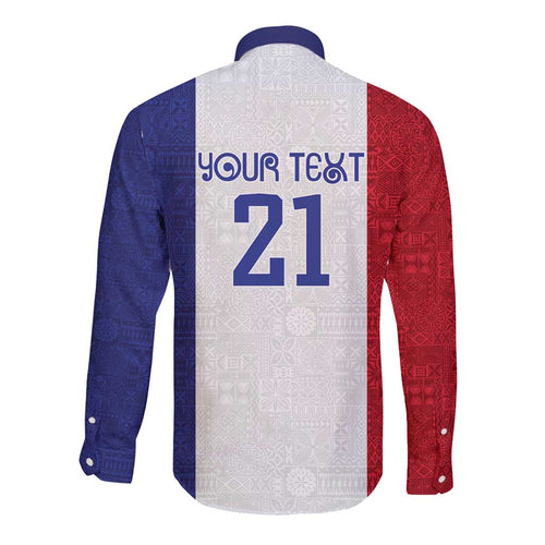 New Zealand Rugby Pacific Personalised Long Sleeve Button Shirt Maori Style Tribal Tapa Pattern