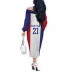 New Zealand Rugby Pacific Personalised Off The Shoulder Long Sleeve Dress Maori Style Tribal Tapa Pattern