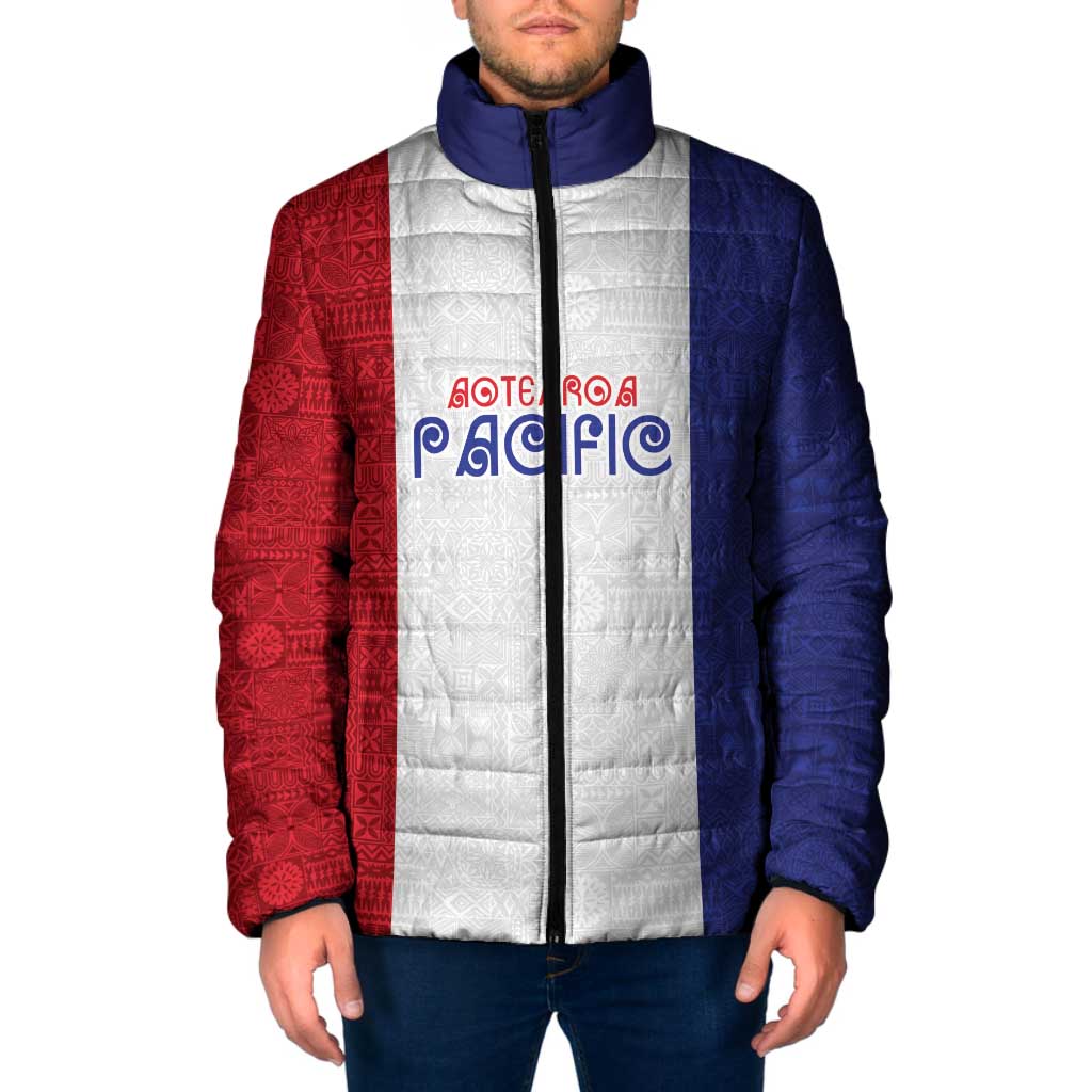 New Zealand Rugby Pacific Personalised Padded Jacket Maori Style Tribal Tapa Pattern - Aussie Hoodie