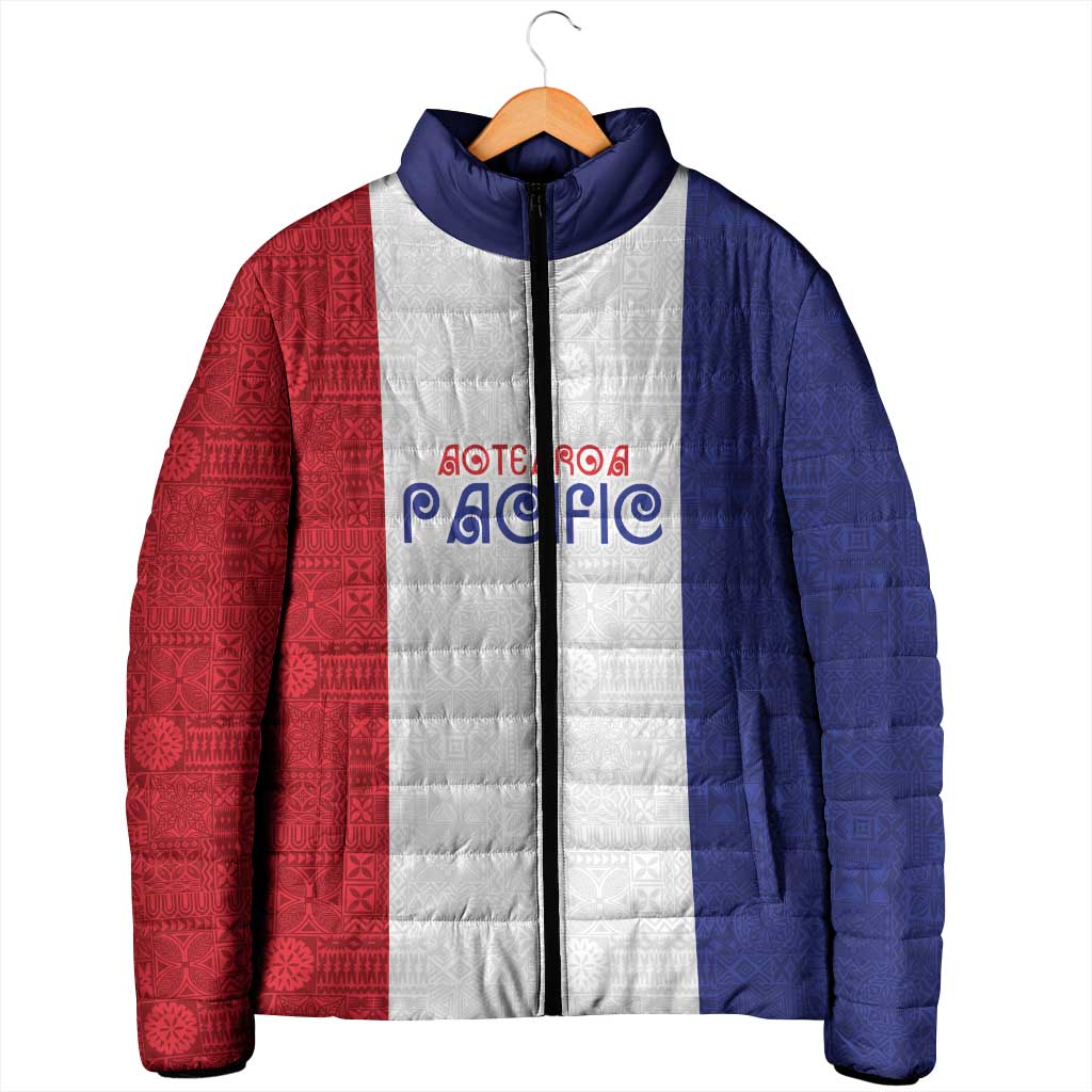 New Zealand Rugby Pacific Personalised Padded Jacket Maori Style Tribal Tapa Pattern - Aussie Hoodie