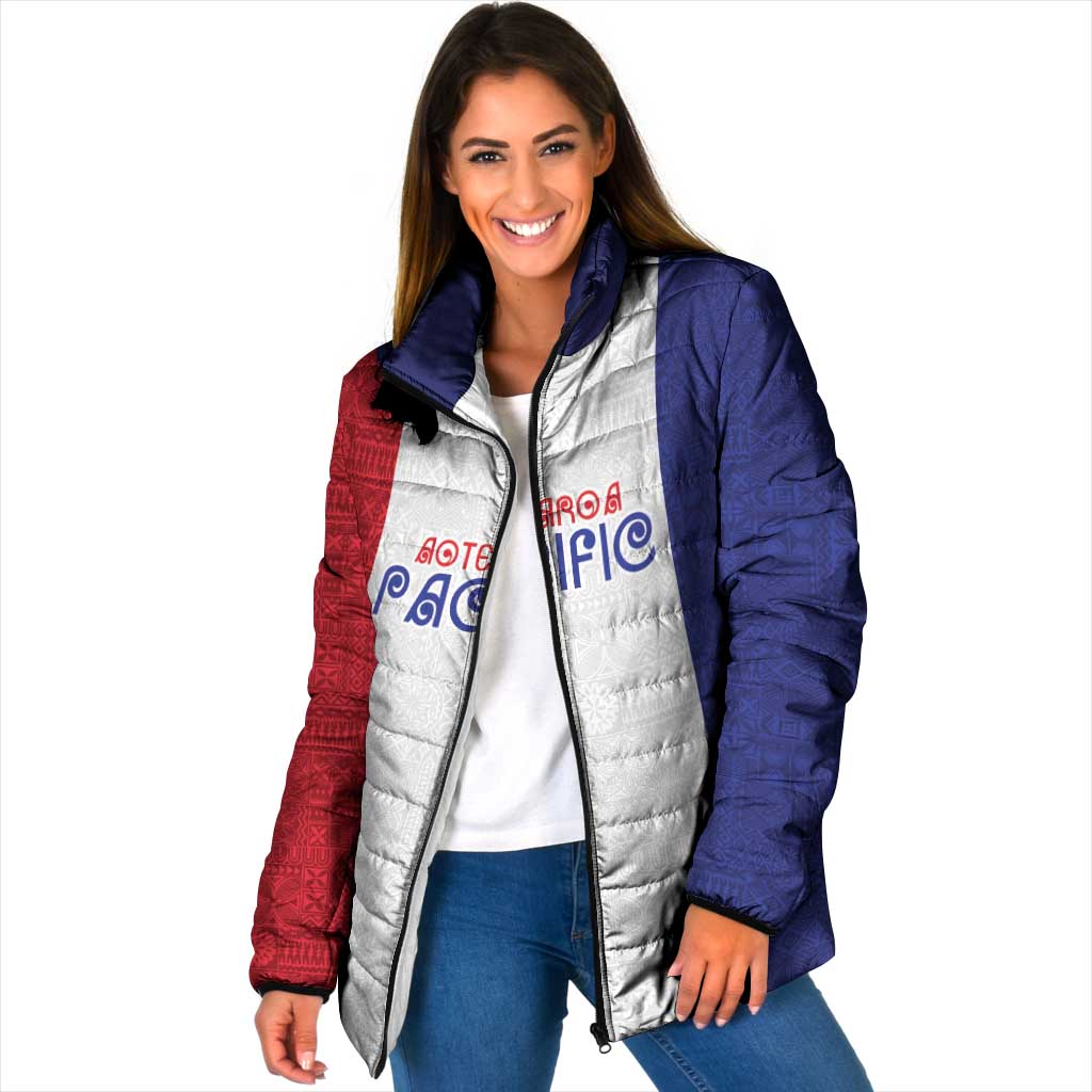 New Zealand Rugby Pacific Personalised Padded Jacket Maori Style Tribal Tapa Pattern - Aussie Hoodie