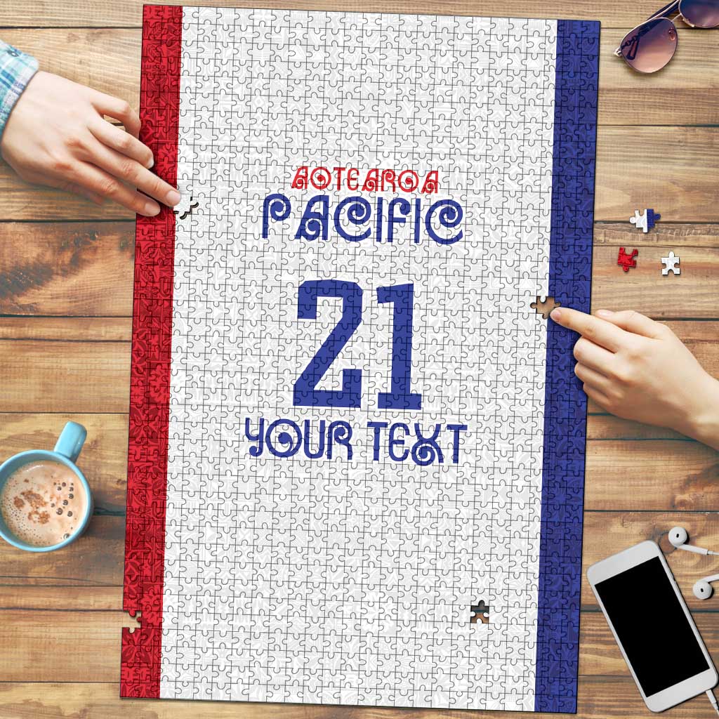 New Zealand Rugby Pacific Personalised Puzzle Maori Style Tribal Tapa Pattern - Aussie Hoodie