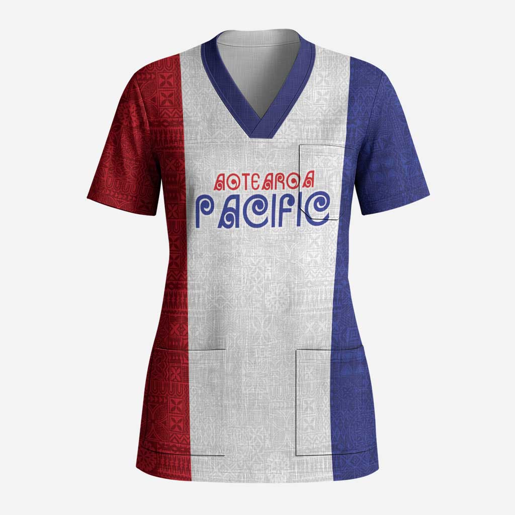 New Zealand Rugby Pacific Personalised Scrub Top Maori Style Tribal Tapa Pattern - Aussie Hoodie