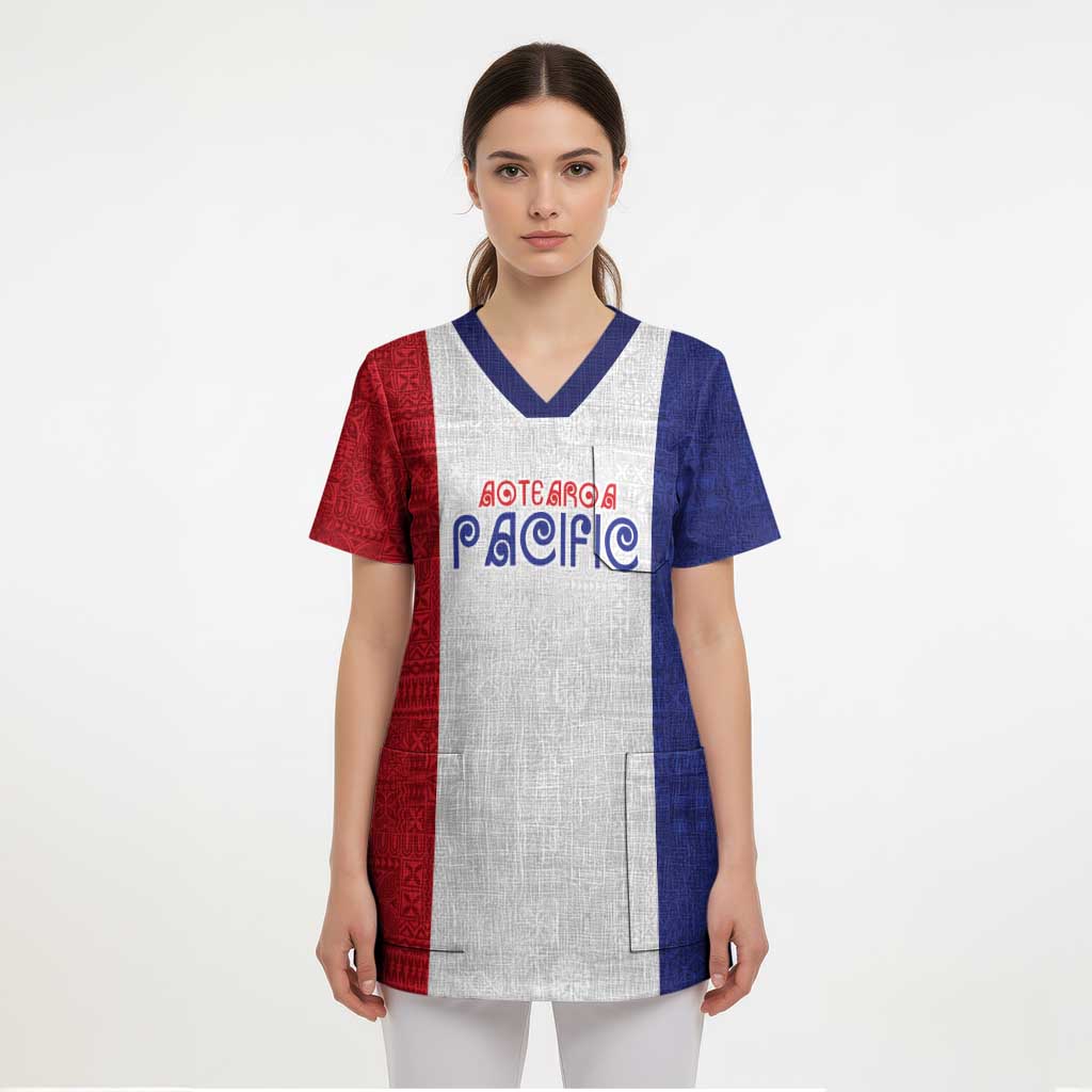 New Zealand Rugby Pacific Personalised Scrub Top Maori Style Tribal Tapa Pattern - Aussie Hoodie