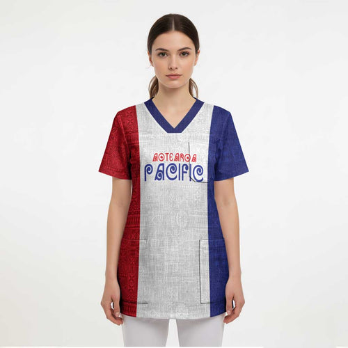 New Zealand Rugby Pacific Personalised Scrub Top Maori Style Tribal Tapa Pattern - Aussie Hoodie