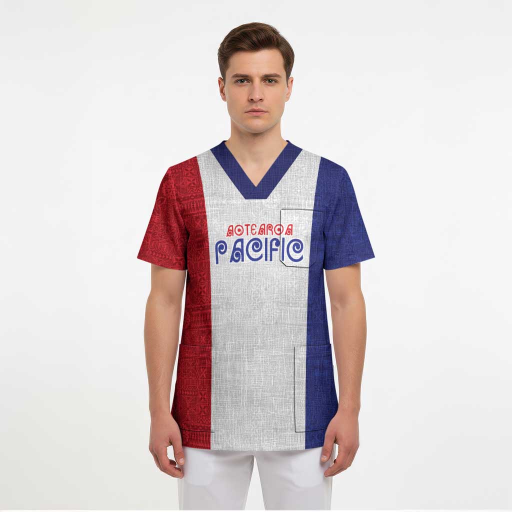 New Zealand Rugby Pacific Personalised Scrub Top Maori Style Tribal Tapa Pattern - Aussie Hoodie