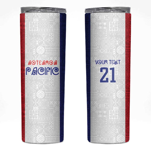 New Zealand Rugby Pacific Personalised Skinny Tumbler Maori Style Tribal Tapa Pattern