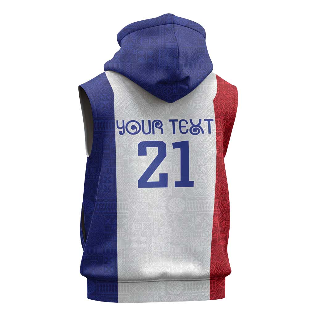 New Zealand Rugby Pacific Personalised Sleeveless Hoodie Maori Style Tribal Tapa Pattern - Aussie Hoodie