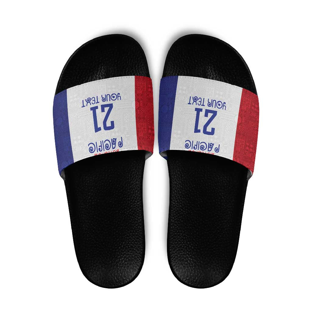New Zealand Rugby Pacific Personalised Slide Sandals Maori Style Tribal Tapa Pattern - Aussie Hoodie