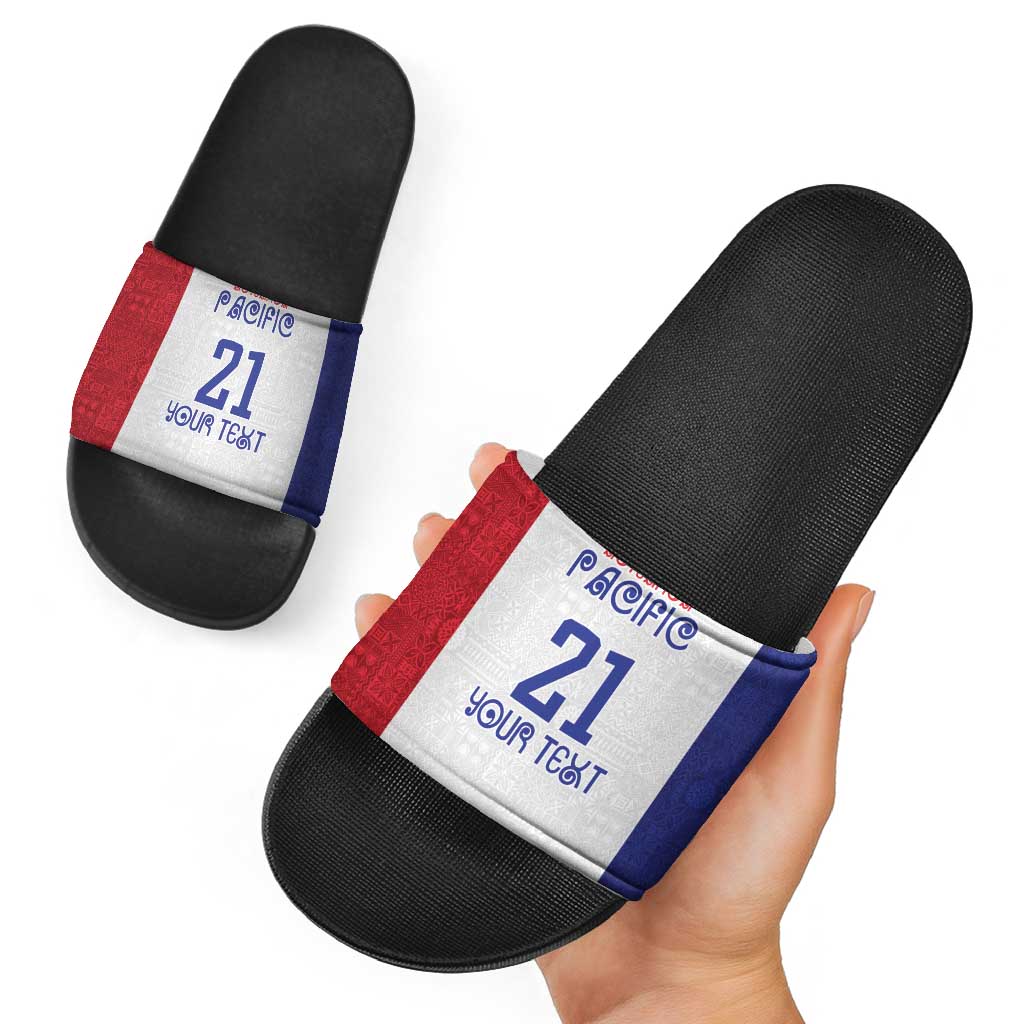 New Zealand Rugby Pacific Personalised Slide Sandals Maori Style Tribal Tapa Pattern - Aussie Hoodie