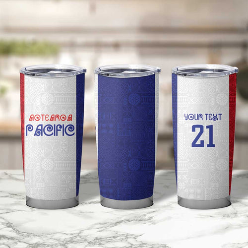 New Zealand Rugby Pacific Personalised Tumbler Cup Maori Style Tribal Tapa Pattern