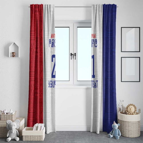 New Zealand Rugby Pacific Personalised Window Curtain Maori Style Tribal Tapa Pattern
