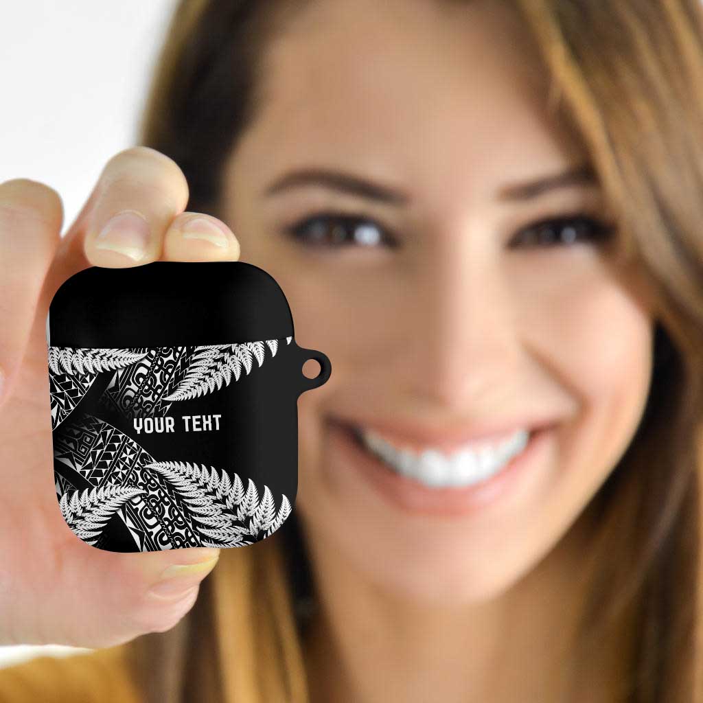 New Zealand Rugby Pacific Personalised AirPods Case All Black Maori Pasifika Fern Pattern - Aussie Hoodie