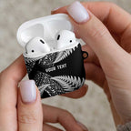 New Zealand Rugby Pacific Personalised AirPods Case All Black Maori Pasifika Fern Pattern - Aussie Hoodie