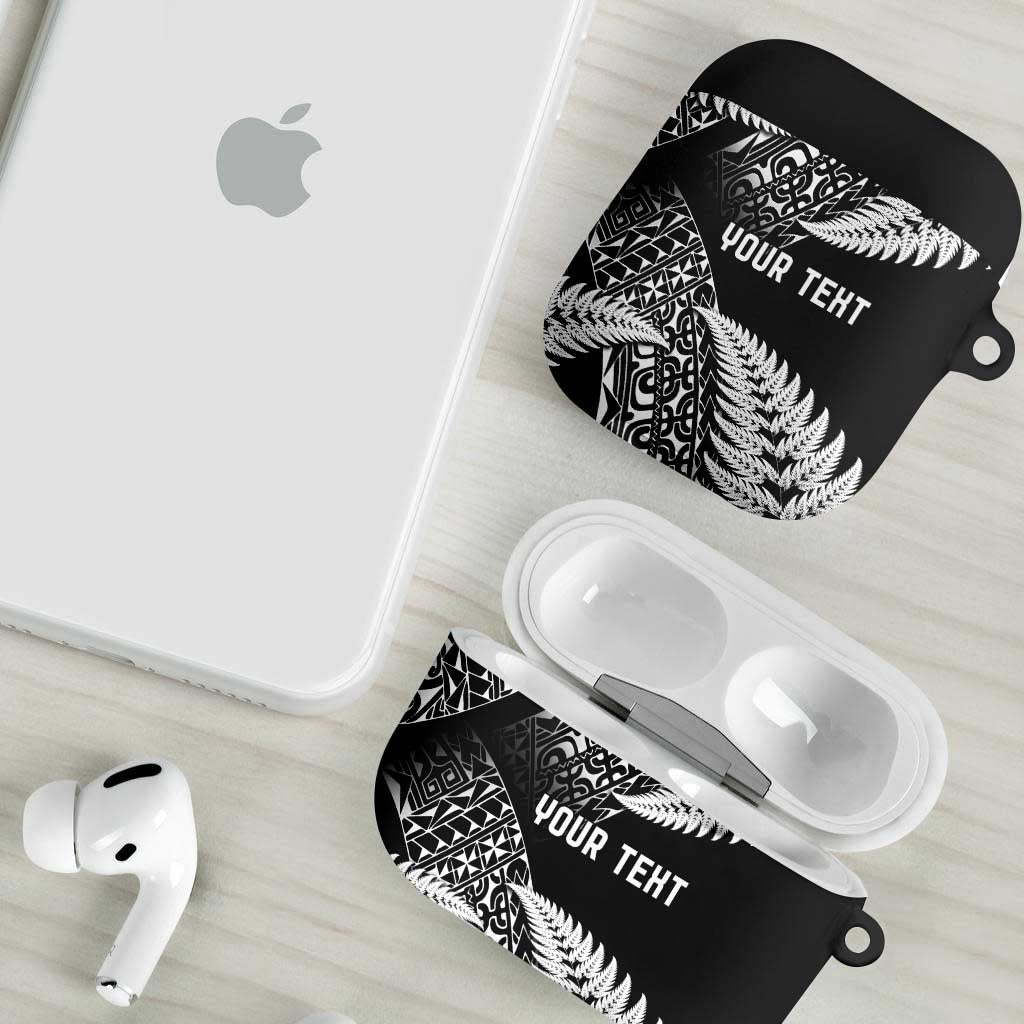 New Zealand Rugby Pacific Personalised AirPods Case All Black Maori Pasifika Fern Pattern - Aussie Hoodie