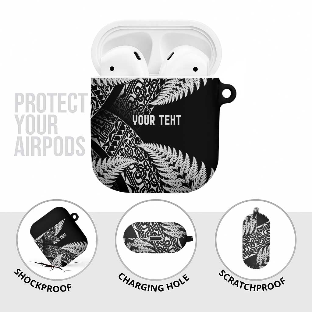 New Zealand Rugby Pacific Personalised AirPods Case All Black Maori Pasifika Fern Pattern - Aussie Hoodie