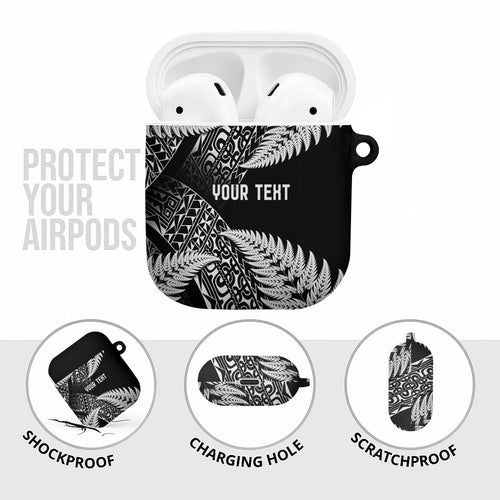 New Zealand Rugby Pacific Personalised AirPods Case All Black Maori Pasifika Fern Pattern - Aussie Hoodie
