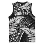 New Zealand Rugby Pacific Personalised Basketball Jersey All Black Maori Pasifika Fern Pattern - Aussie Hoodie