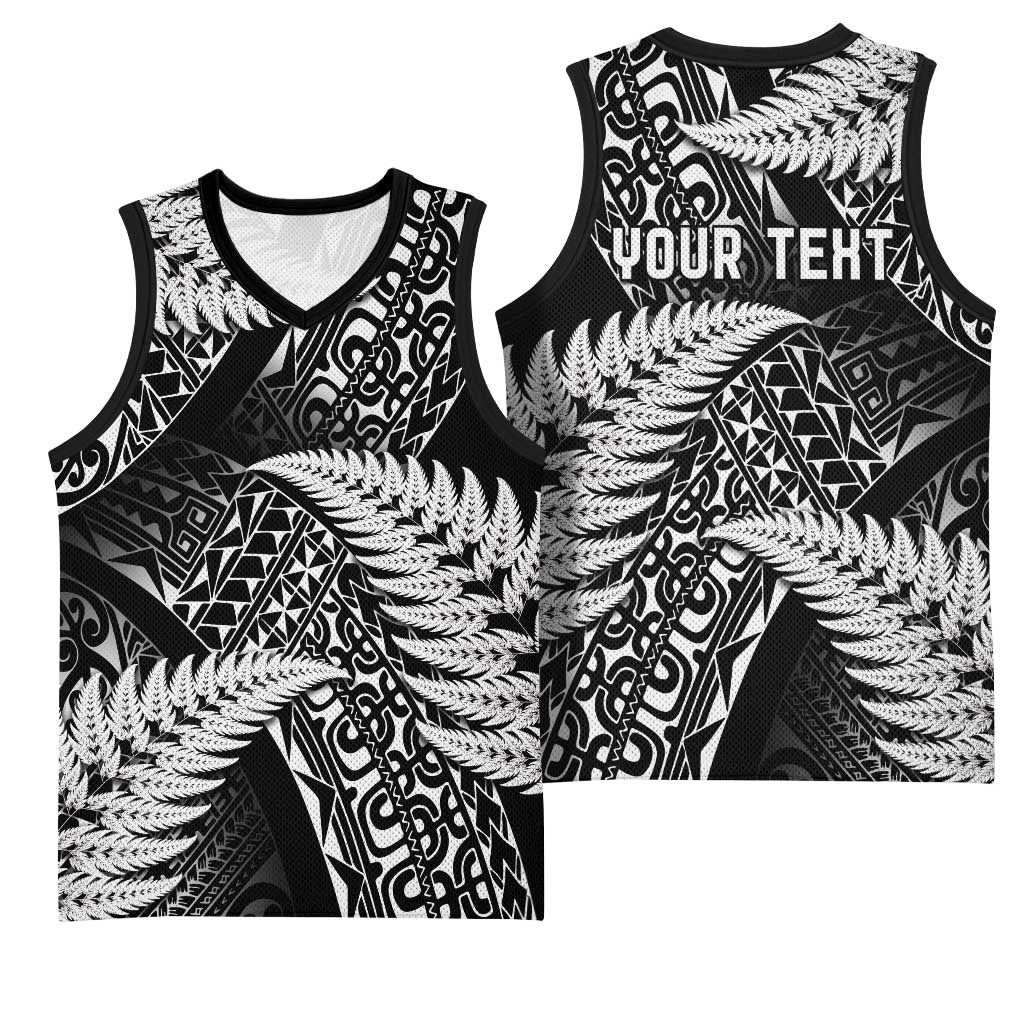 New Zealand Rugby Pacific Personalised Basketball Jersey All Black Maori Pasifika Fern Pattern - Aussie Hoodie