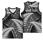 New Zealand Rugby Pacific Personalised Basketball Jersey All Black Maori Pasifika Fern Pattern - Aussie Hoodie