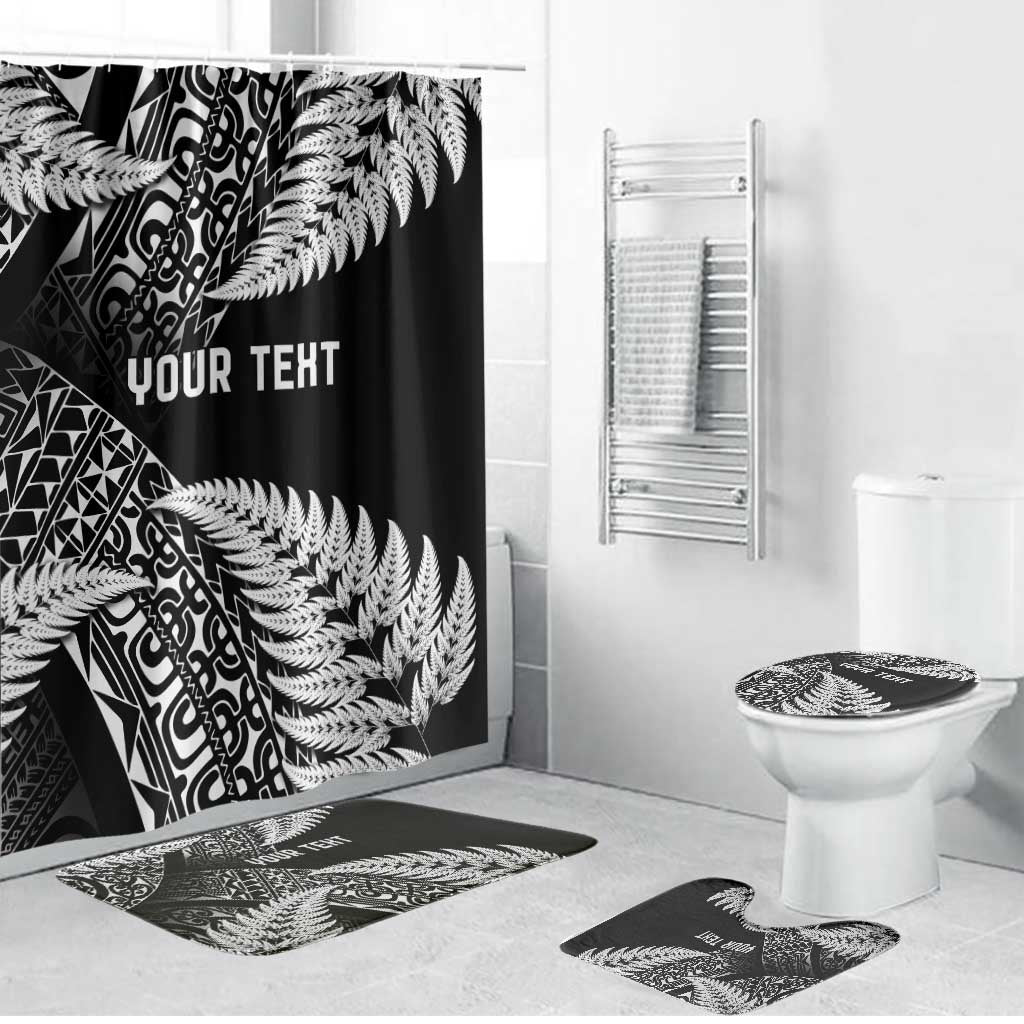New Zealand Rugby Pacific Personalised Bathroom Set All Black Maori Pasifika Fern Pattern - Aussie Hoodie