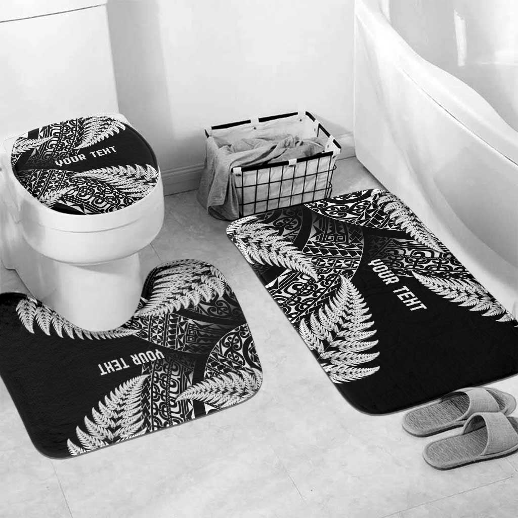 New Zealand Rugby Pacific Personalised Bathroom Set All Black Maori Pasifika Fern Pattern - Aussie Hoodie