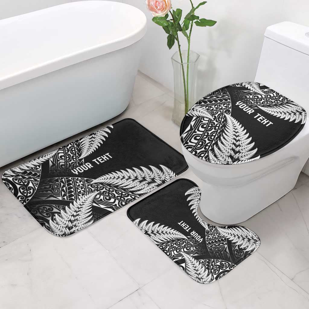 New Zealand Rugby Pacific Personalised Bathroom Set All Black Maori Pasifika Fern Pattern - Aussie Hoodie