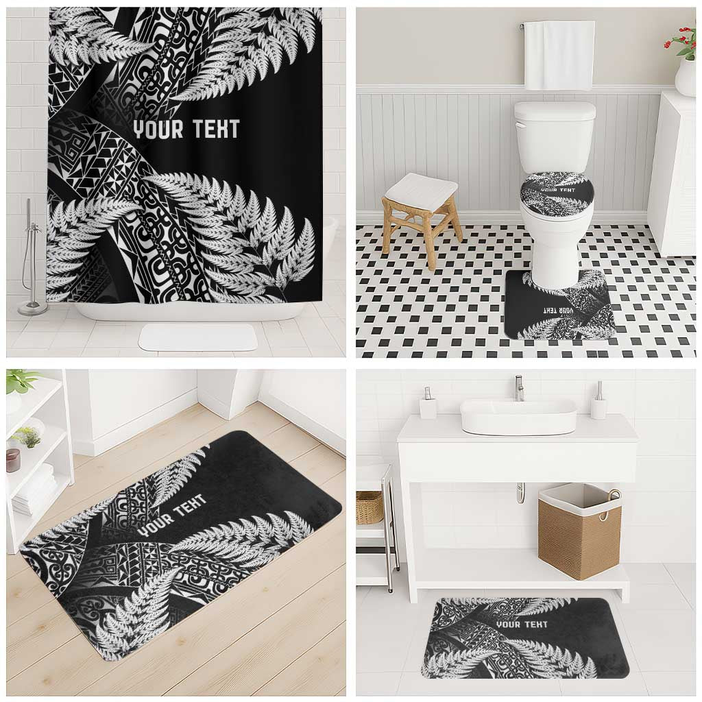 New Zealand Rugby Pacific Personalised Bathroom Set All Black Maori Pasifika Fern Pattern - Aussie Hoodie