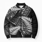 New Zealand Rugby Pacific Personalised Bomber Puffer Jacket All Black Maori Pasifika Fern Pattern - Aussie Hoodie