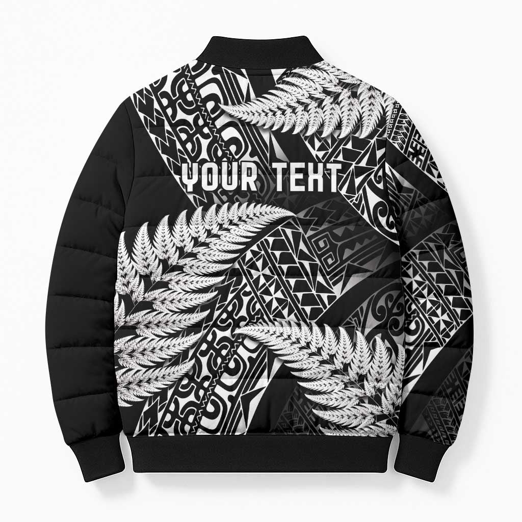 New Zealand Rugby Pacific Personalised Bomber Puffer Jacket All Black Maori Pasifika Fern Pattern - Aussie Hoodie