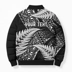 New Zealand Rugby Pacific Personalised Bomber Puffer Jacket All Black Maori Pasifika Fern Pattern - Aussie Hoodie