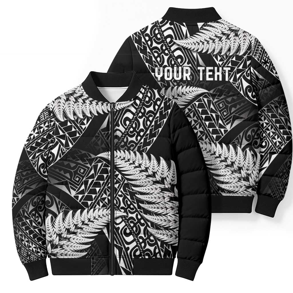 New Zealand Rugby Pacific Personalised Bomber Puffer Jacket All Black Maori Pasifika Fern Pattern - Aussie Hoodie