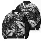 New Zealand Rugby Pacific Personalised Bomber Puffer Jacket All Black Maori Pasifika Fern Pattern - Aussie Hoodie