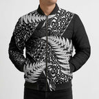New Zealand Rugby Pacific Personalised Bomber Puffer Jacket All Black Maori Pasifika Fern Pattern - Aussie Hoodie
