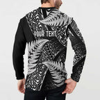New Zealand Rugby Pacific Personalised Button Sweatshirt All Black Maori Pasifika Fern Pattern