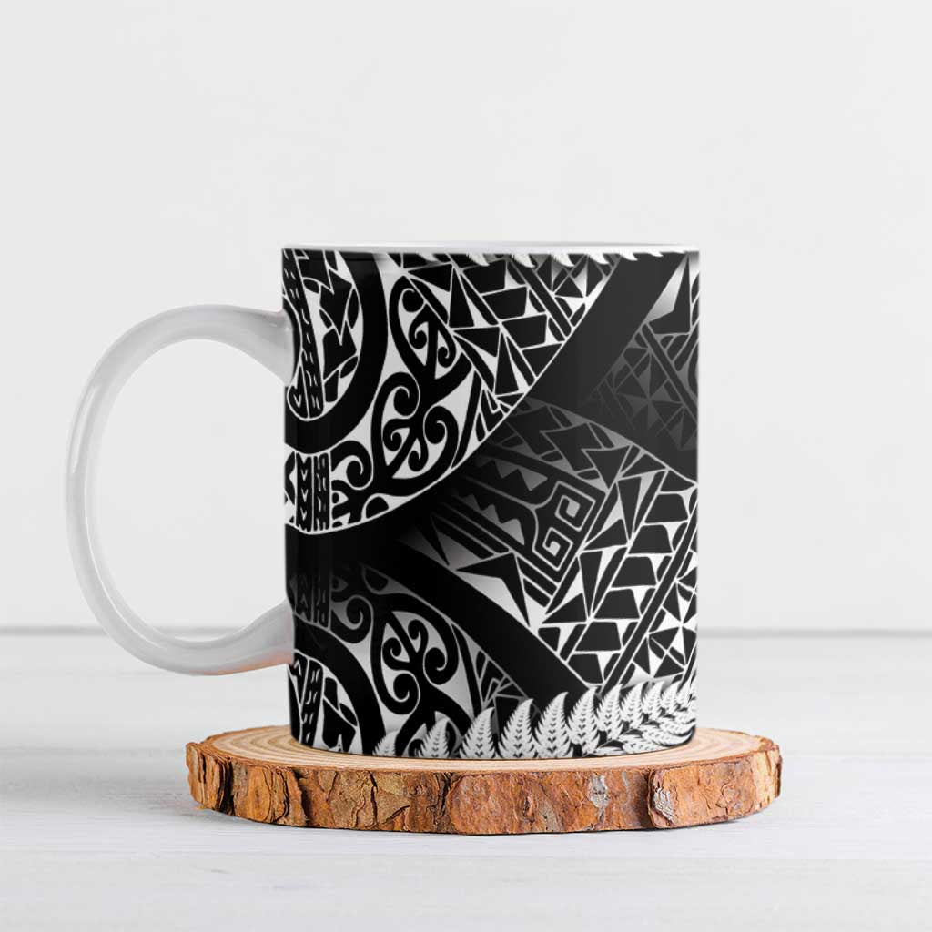 New Zealand Rugby Pacific Personalised Ceramic Mug All Black Maori Pasifika Fern Pattern - Aussie Hoodie