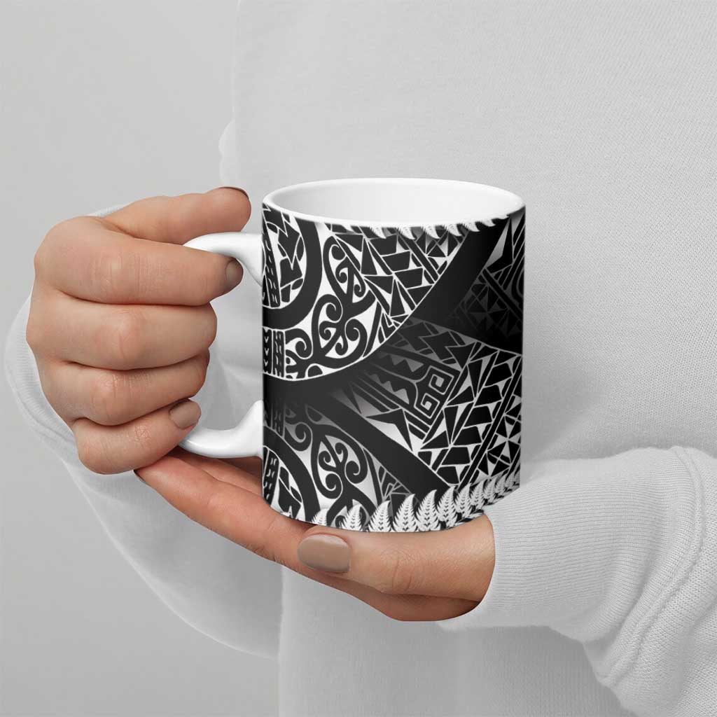 New Zealand Rugby Pacific Personalised Ceramic Mug All Black Maori Pasifika Fern Pattern - Aussie Hoodie