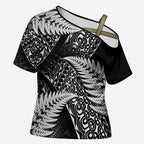 New Zealand Rugby Pacific Personalised Cross Shoulder Shirt All Black Maori Pasifika Fern Pattern - Aussie Hoodie