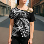 New Zealand Rugby Pacific Personalised Cross Shoulder Shirt All Black Maori Pasifika Fern Pattern - Aussie Hoodie