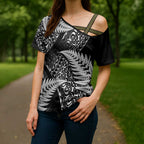 New Zealand Rugby Pacific Personalised Cross Shoulder Shirt All Black Maori Pasifika Fern Pattern - Aussie Hoodie