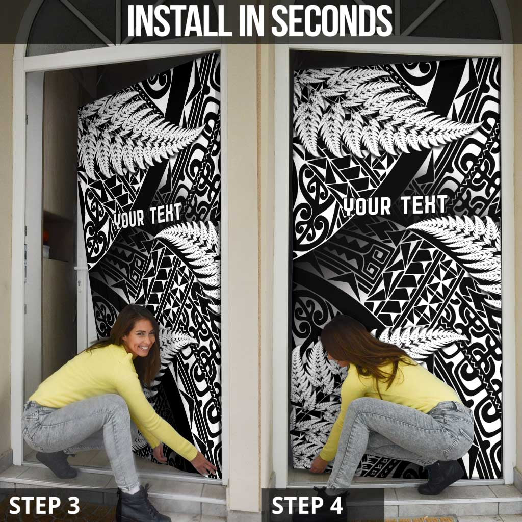 New Zealand Rugby Pacific Personalised Door Cover All Black Maori Pasifika Fern Pattern - Aussie Hoodie