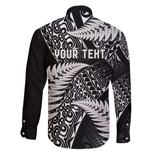 New Zealand Rugby Pacific Personalised Family Matching Long Sleeve Bodycon Dress and Hawaiian Shirt All Black Maori Pasifika Fern Pattern