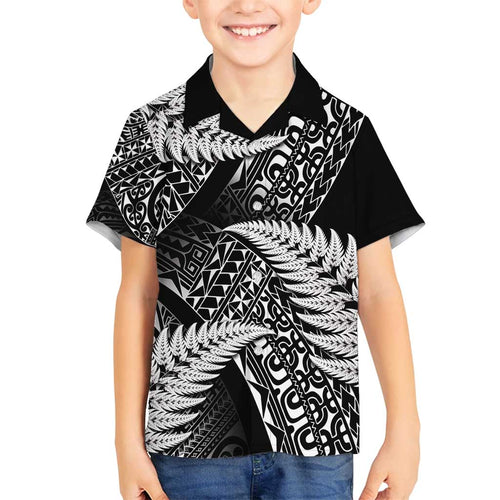 New Zealand Rugby Pacific Personalised Family Matching Long Sleeve Bodycon Dress and Hawaiian Shirt All Black Maori Pasifika Fern Pattern