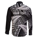 New Zealand Rugby Pacific Personalised Family Matching Off The Shoulder Long Sleeve Dress and Hawaiian Shirt All Black Maori Pasifika Fern Pattern