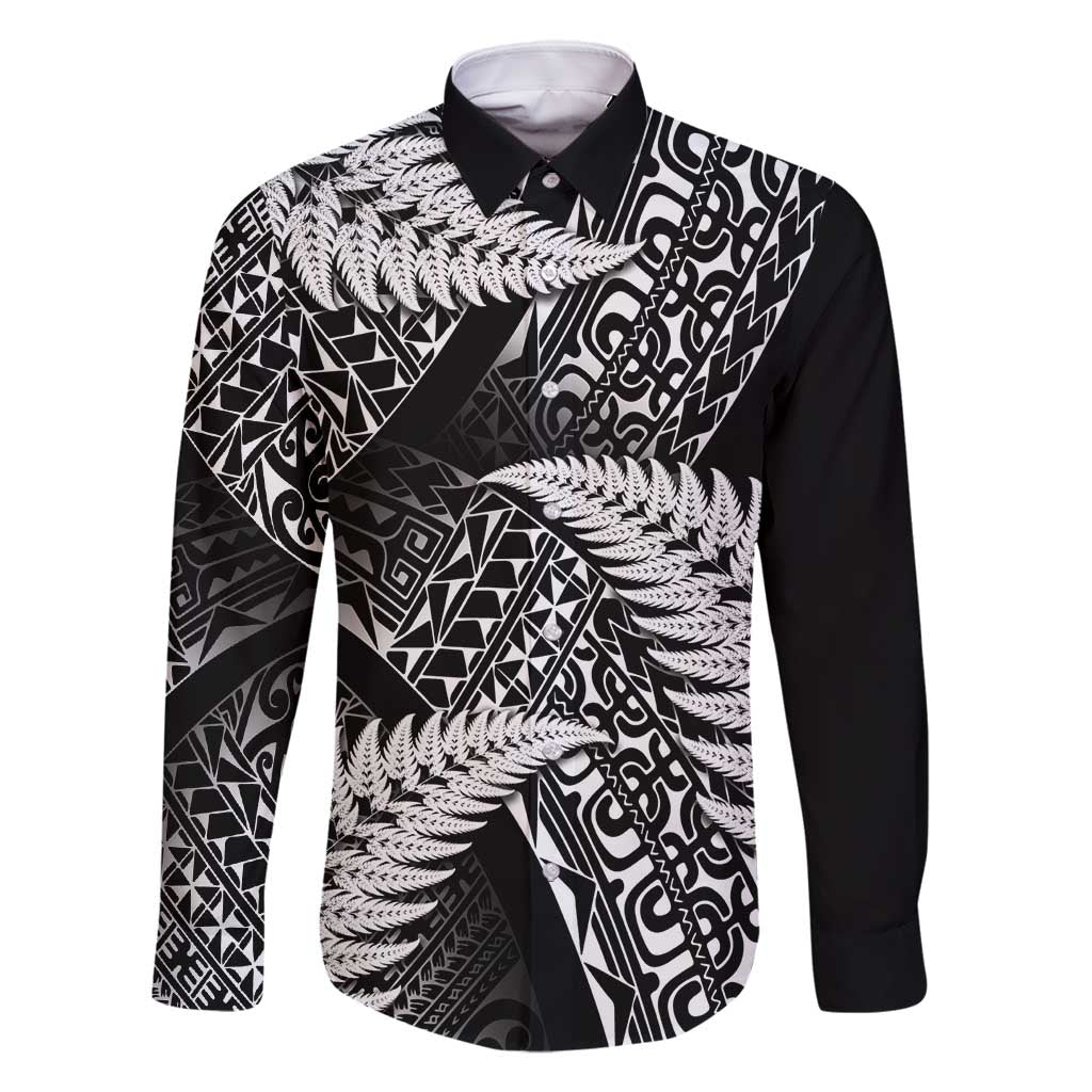 New Zealand Rugby Pacific Personalised Family Matching Off Shoulder Maxi Dress and Hawaiian Shirt All Black Maori Pasifika Fern Pattern