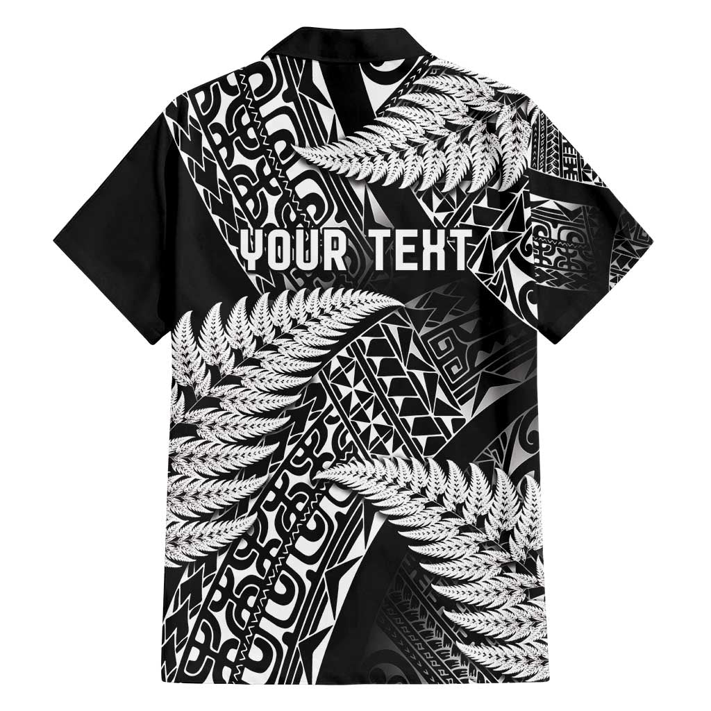 New Zealand Rugby Pacific Personalised Family Matching Off Shoulder Short Dress and Hawaiian Shirt All Black Maori Pasifika Fern Pattern